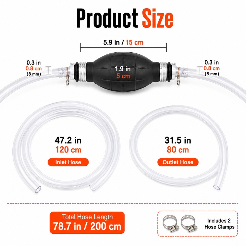 1/3/5PCS 2M Hand Siphon Pump M - đánh giá và giá Diesel Water Pump